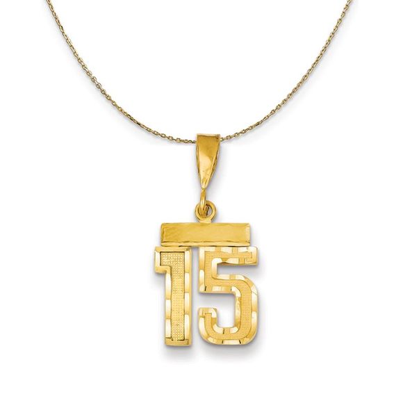 14k Yellow Gold Varsity Sm D/C Necklace Number 15 - 30 Inch